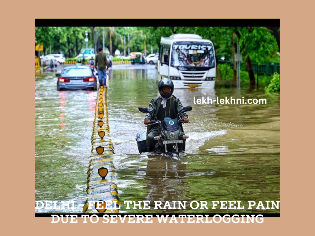 A submerged VIP road in Delhi - No one is taking responsibility for the problem and the blame game is at its peak between the government agencies responsible for its maintenance.